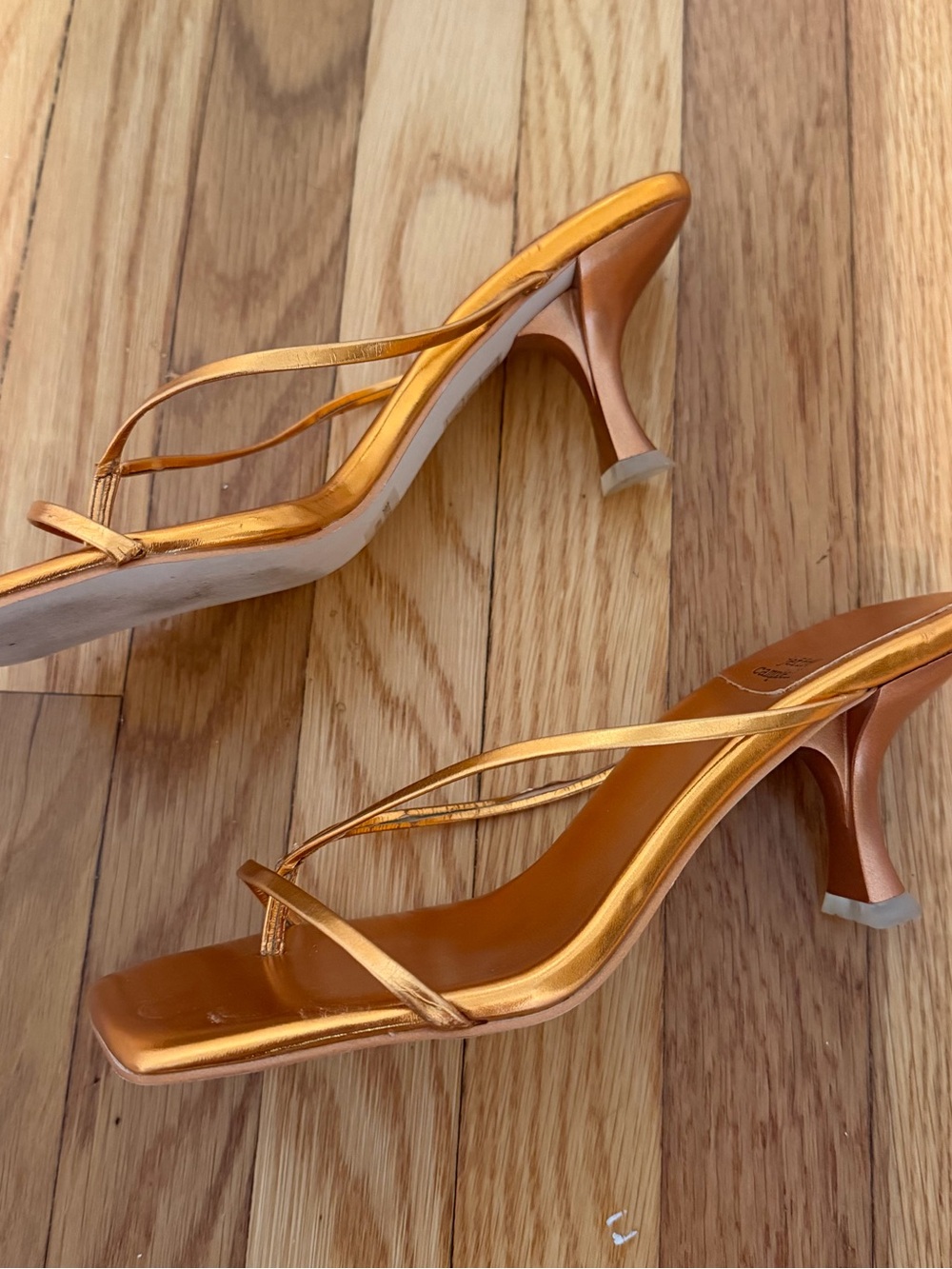Jeffrey Campbell Metallic Orange Strappy Kitten-Heel Sandals - Picture 3 of 8